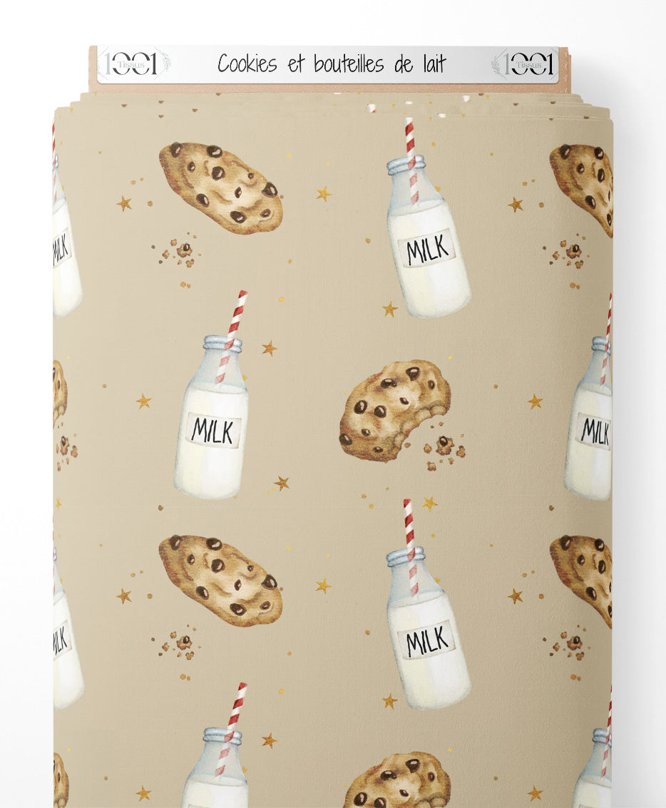 Tissu - Cookies et bouteilles de lait