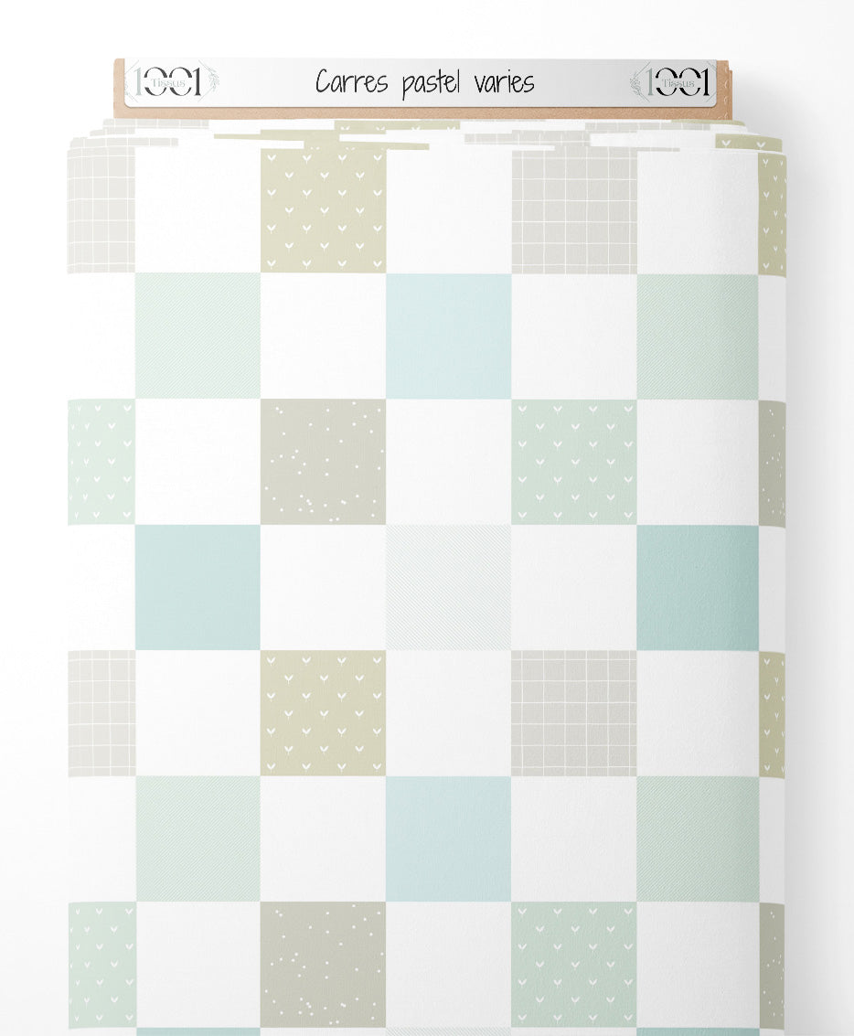 Tissu - Carrés pastel variés