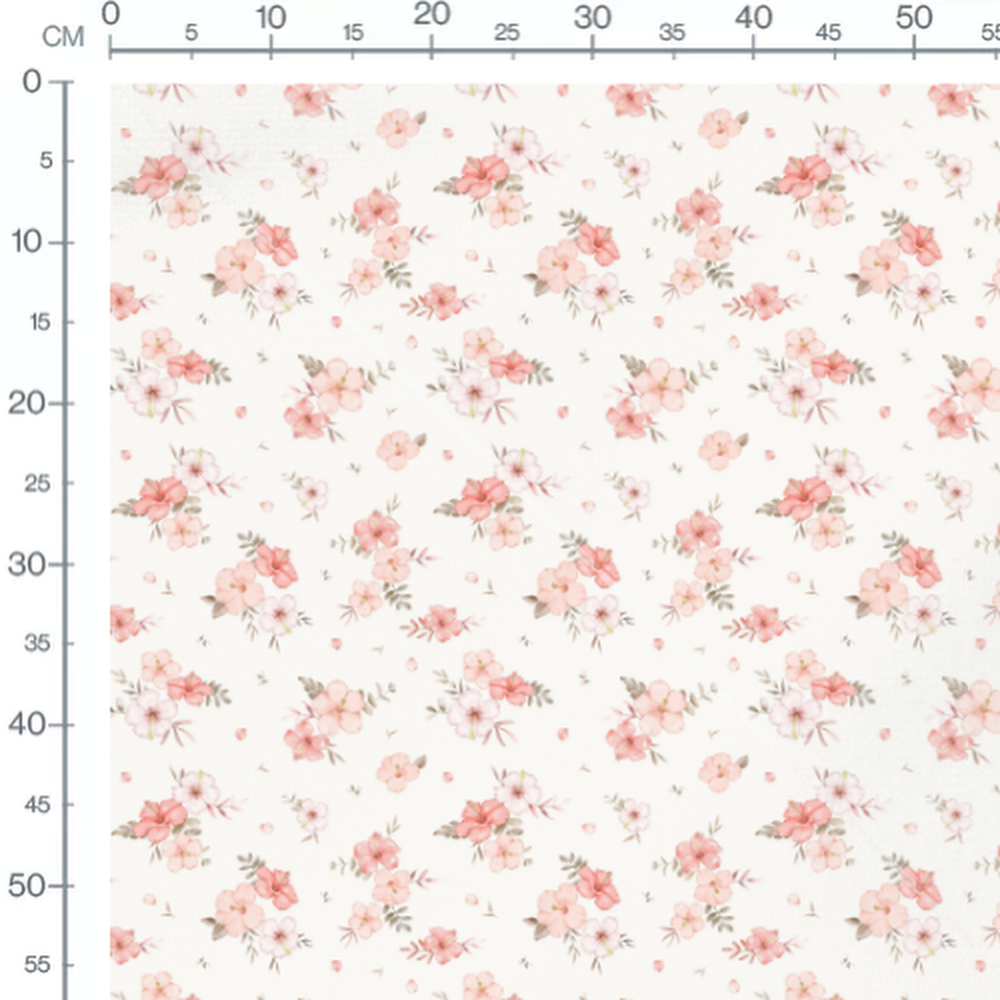 Tissu - Fleurs roses et blanches douces
