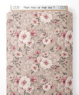 Tissu - Fleurs roses sur beige doux 3