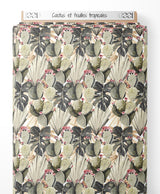 Tissu - Cactus et feuilles tropicales