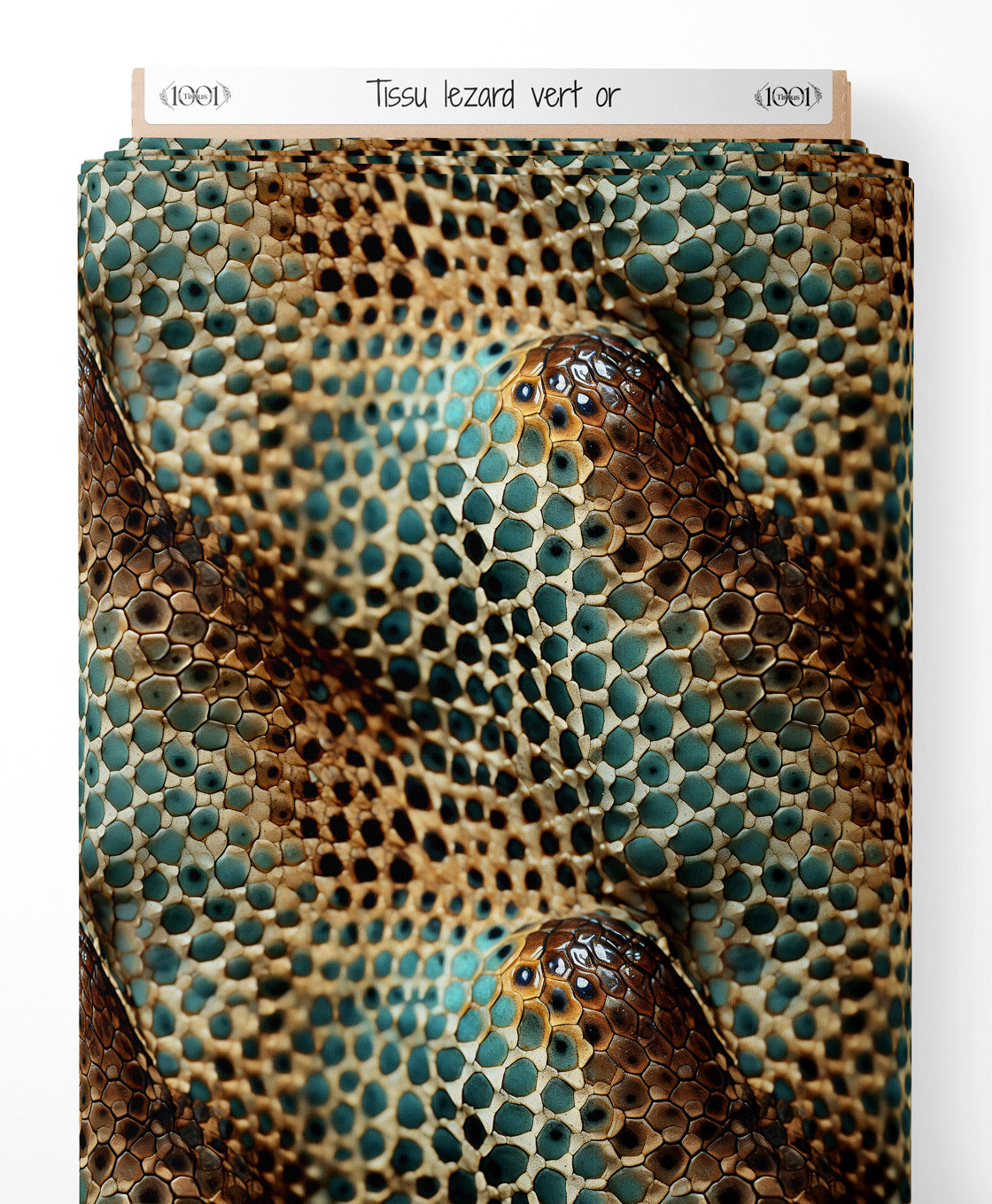 Tissu - lezard vert or