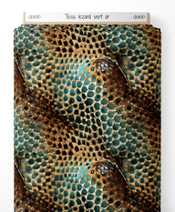 Tissu - lezard vert or