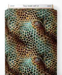 Tissu - lezard vert or