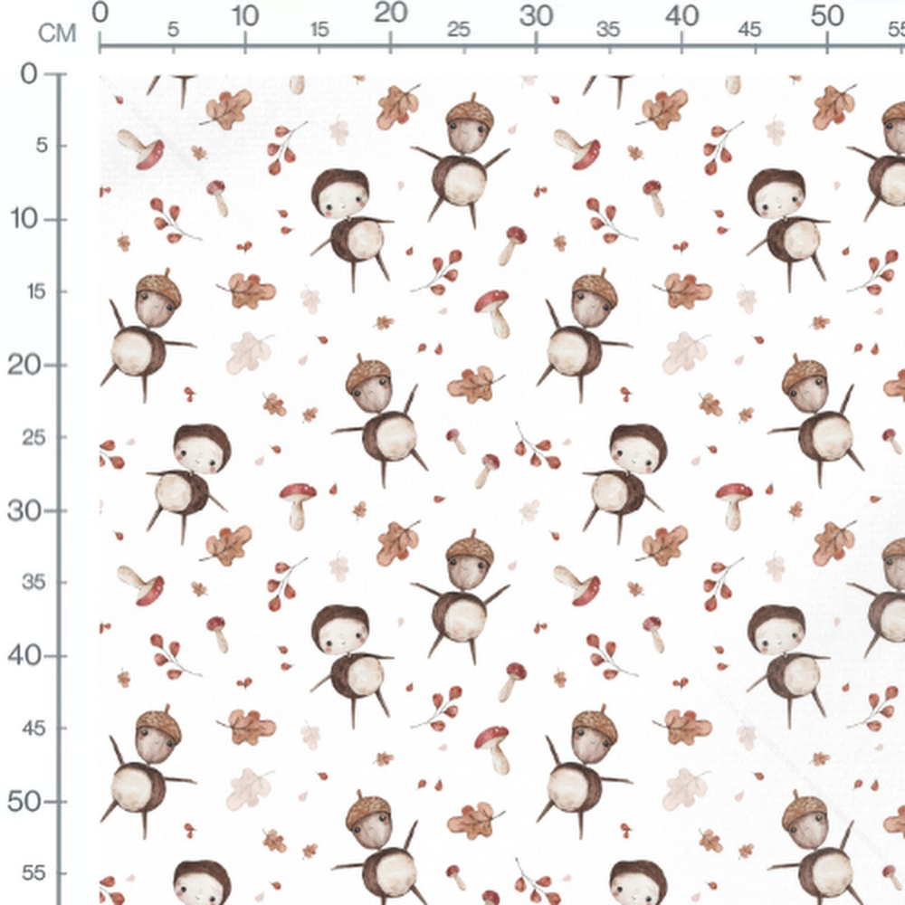 Tissu - Personnages et feuilles d'automne