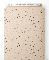 Tissu - Pois noirs variés sur beige