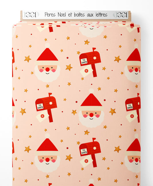 Tissu - Pères Noël et boîtes aux lettres