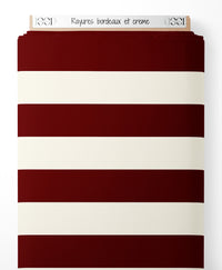 Tissu - Rayures bordeaux et crème