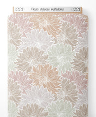 Tissu - Fleurs stylisées multicolores