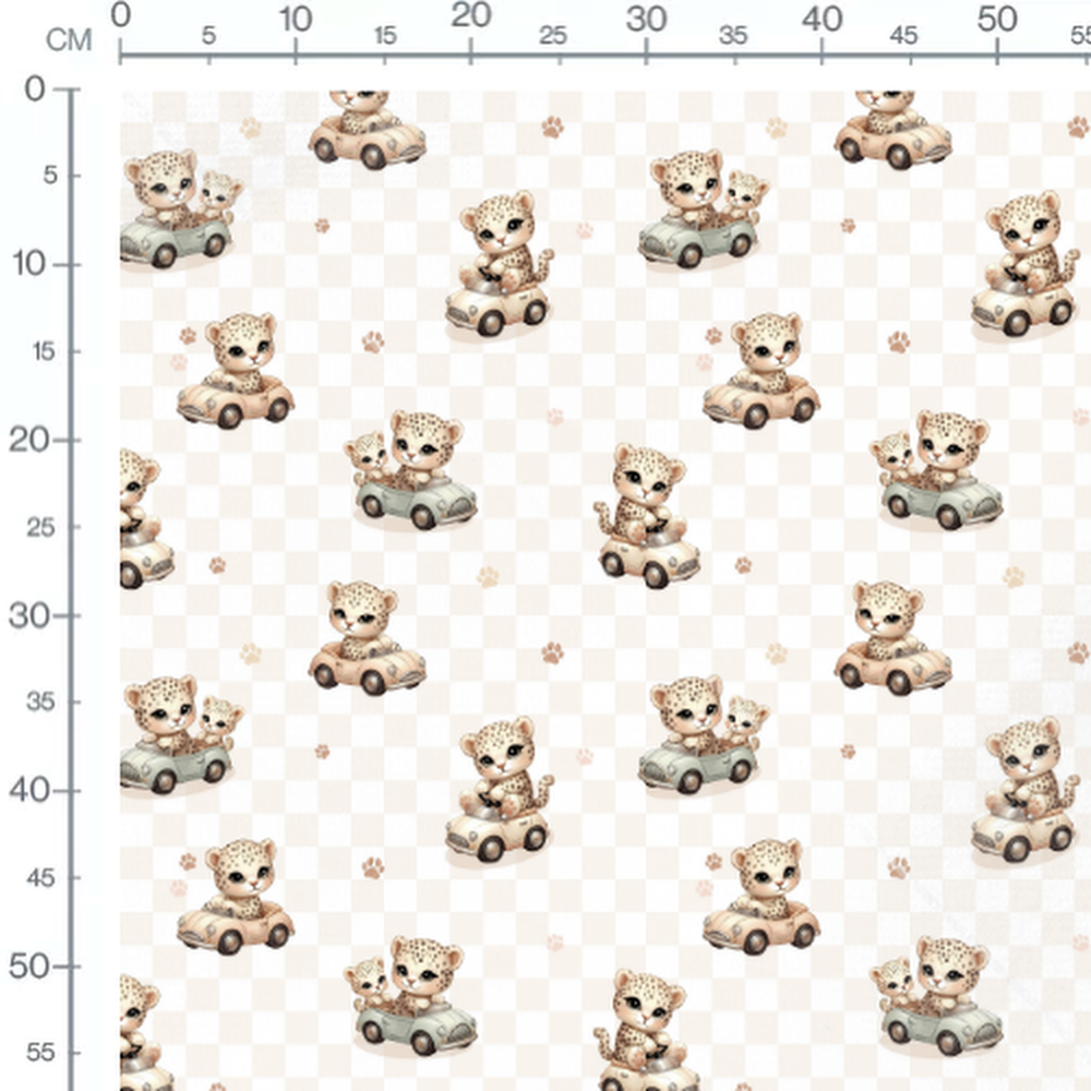 Tissu - Léopards joyeux en voitures grises