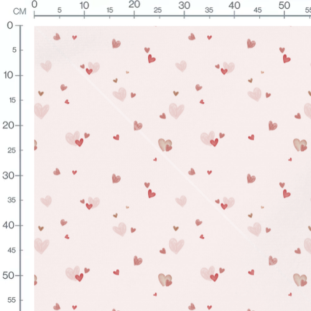 Tissu - Cœurs roses et rouges variés