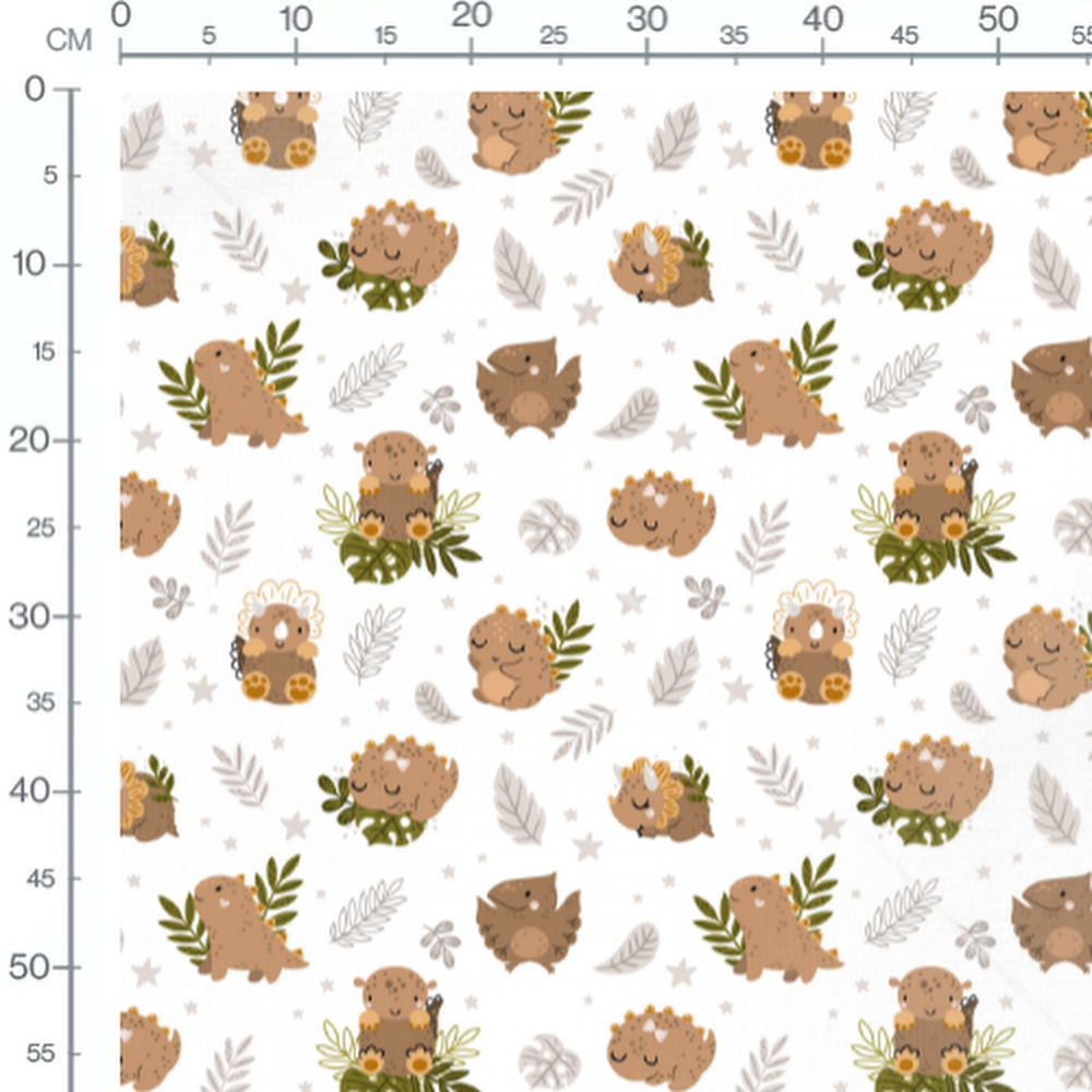 Tissu - Dinosaures et feuillages