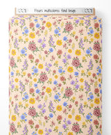 Tissu - Fleurs multicolores sur fond beige