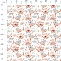 Tissu - Animaux marins et nuages