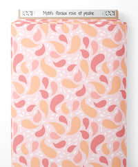 Tissu - Motifs floraux rose et pêche