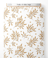 Tissu - Feuilles et étoiles beige