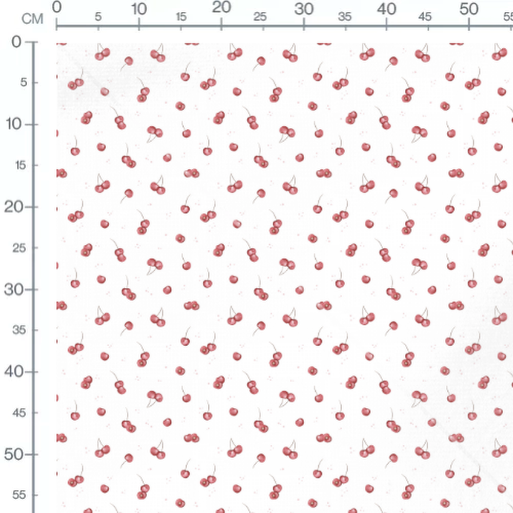 Tissu - Cerises rouges et taches roses