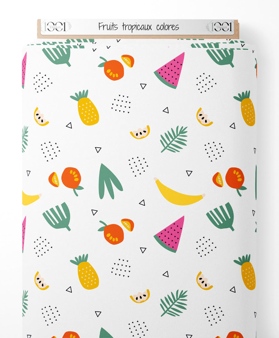 Tissu - Fruits tropicaux colorés