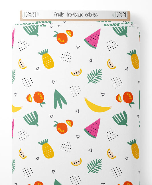 Tissu - Fruits tropicaux colorés