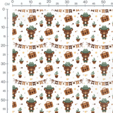 Tissu - Ours et valises marron