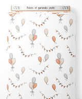 Tissu - Ballons et guirlandes pastel