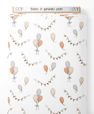 Tissu - Ballons et guirlandes pastel