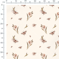 Tissu - Papillons roses sur fond crème