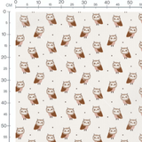 Tissu - Chouettes brunes et points