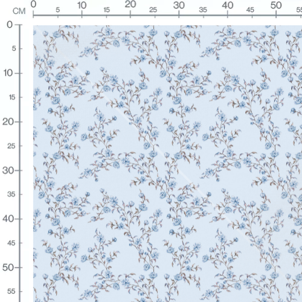 Tissu - Roses bleues sur fond clair
