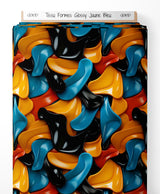 Tissu - Formes Glossy Jaune Bleu