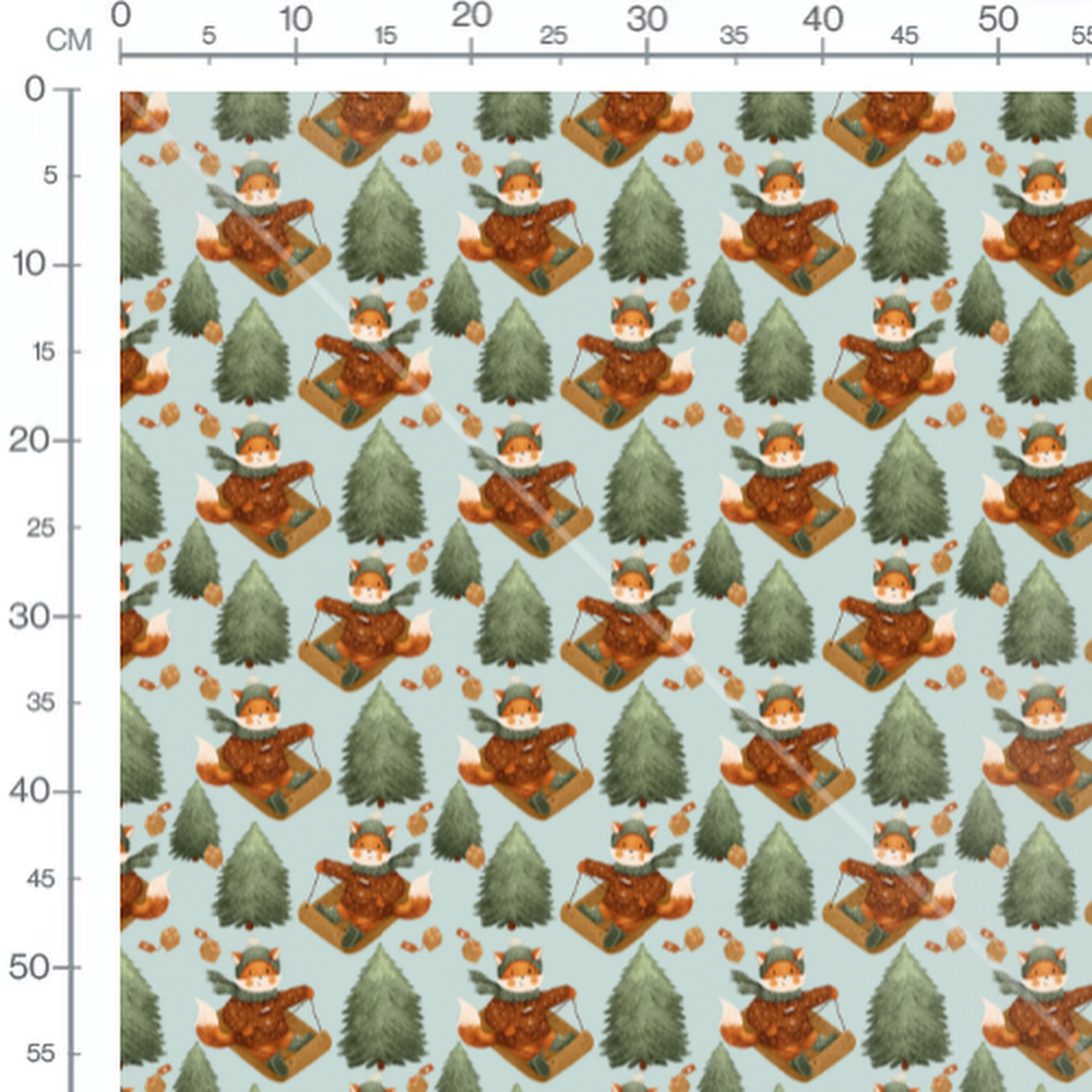 Tissu - Renards sur luges