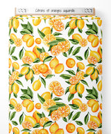Tissu - Citrons et oranges aquarelle
