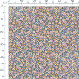Tissu - Fleurs variées sur fond gris