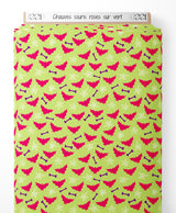 Tissu - Chauves-souris roses sur vert