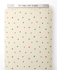 Tissu - Pois rouges, verts et jaunes