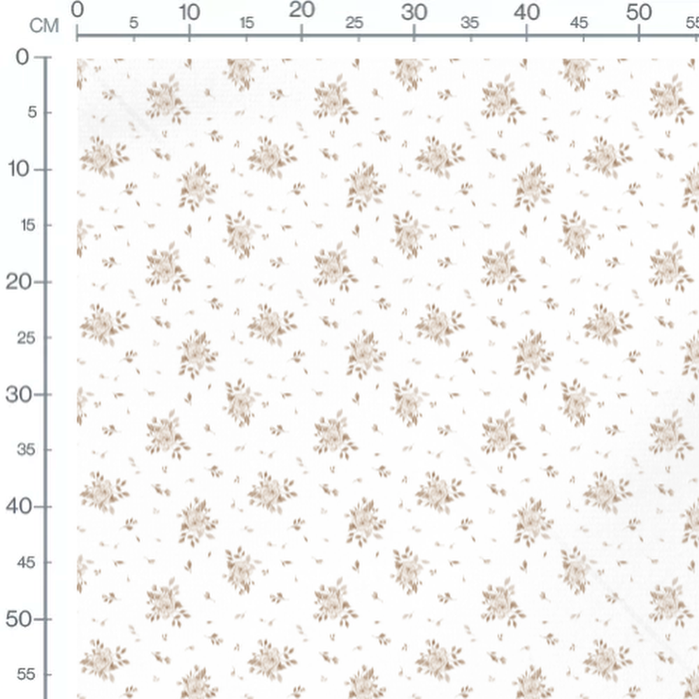 Tissu - Roses beige et bourgeons doux