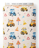 Tissu - Véhicules de chantier souriants
