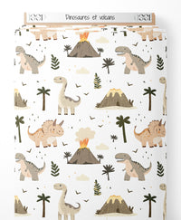 Tissu - Dinosaures et volcans