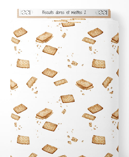 Tissu - Biscuits dorés et miettes 2