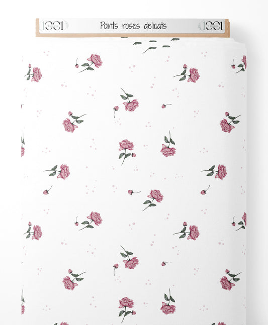 Tissu - Points roses délicats
