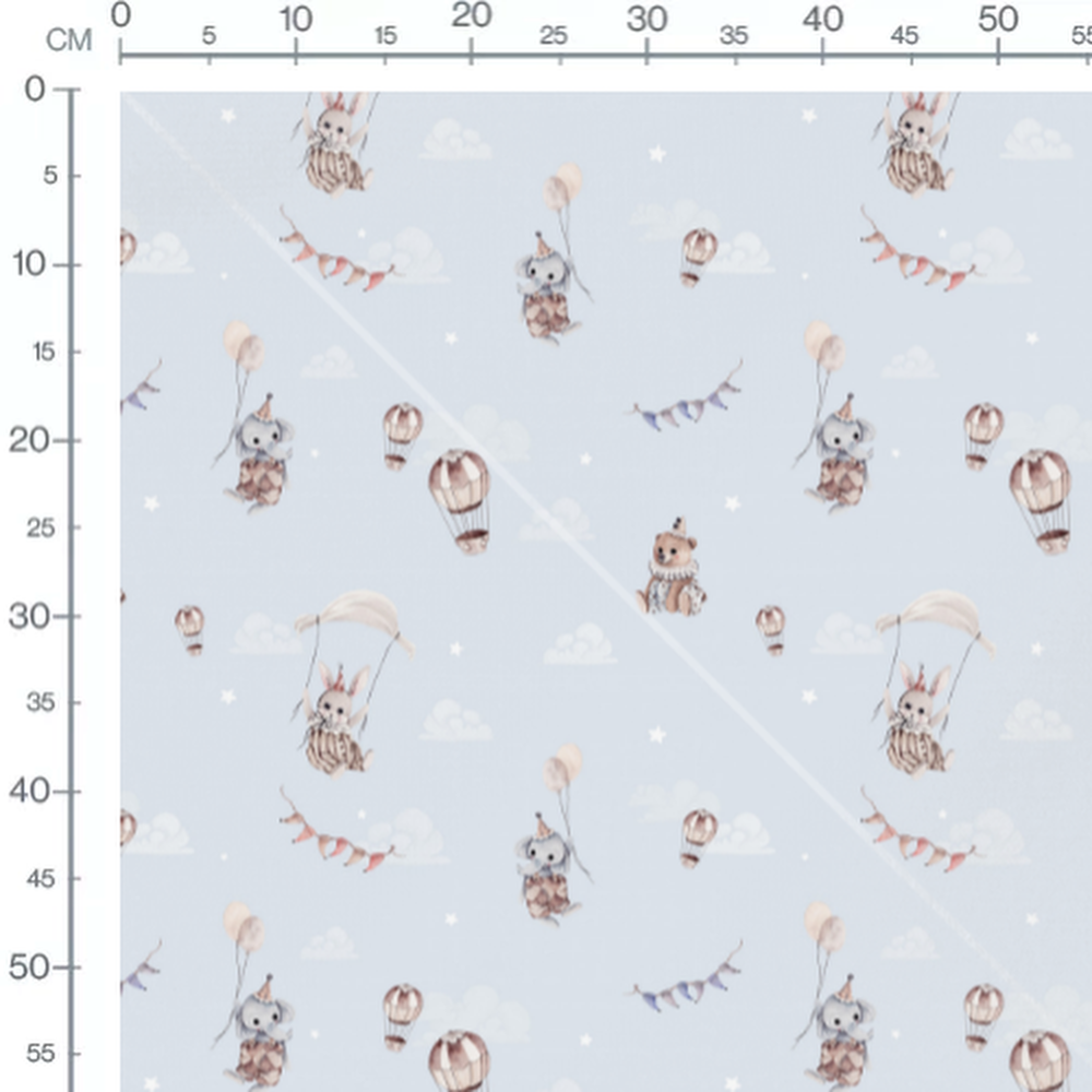 Tissu - Animaux joyeux sous les nuages