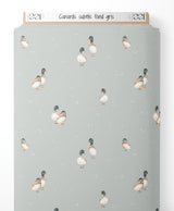 Tissu - Canards subtils sur fond gris