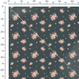 Tissu - Fleurs roses sur fond bleu 2