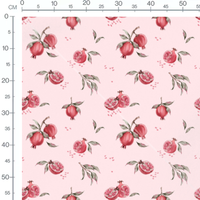Tissu - Grenades aquarelle sur rose