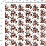 Tissu - Oursons sur motos orange