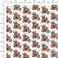 Tissu - Oursons sur motos orange
