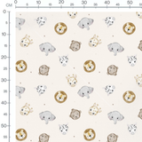 Tissu - Animaux pastel sur fond beige