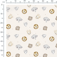 Tissu - Animaux pastel sur fond beige
