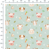 Tissu - Lapins et arbres illustrés