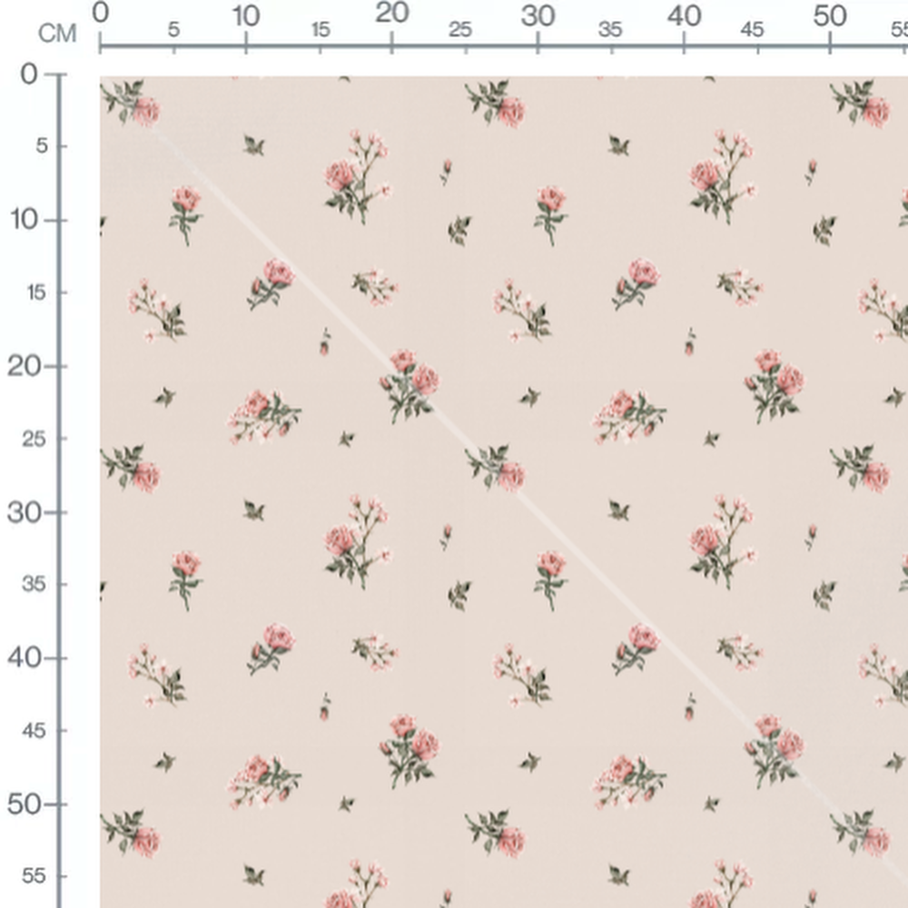 Tissu - Roses roses et fleurs variées